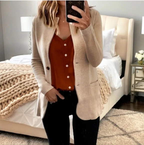 J. Crew Sweater Blazer Cream Ponte Knit Classic Stretch XS Professional - Picture 4 of 16